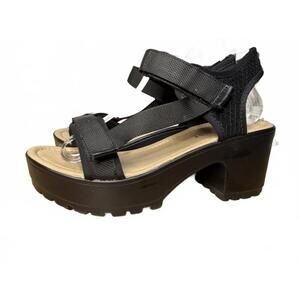 Koi Foowear Chunky Platform Sandals Women's Size 6 Black Block Heel Strappy Boho